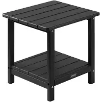 Vevor sidobord för utomhusbruk, 450B x ​​380D x 440H mm, dubbelt HDPE-sidobord för enkelt underhåll, tål hårt väder, lämplig för uteplats, pool, strand, veranda, inomhus, bakgård, svart