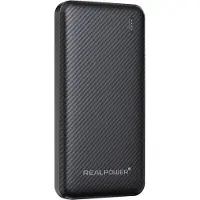 RealPower Powerbank 10000 mAh Fast Charge, SuperCharge, Power Delivery USB-A, USB-C Svart