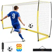 Vevor Fotbollsmål 3,6 x 1,8 m Fotbollsnät för Trädgård Hopfällbar Bas Gul, Bärbar &amp; Snabbmonterad, med Metallbas, Bärväska, Markstag, för Ungdom &amp; Vuxna Utomhus Träning i Trädgården