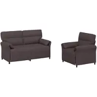 vidaXL Soffset 2 st Mörkbrun Tyg