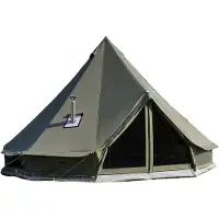 Vevor Canvas Bell-tält, 4 säsonger 4 m jurttält för camping med spisuttag, andningsbart canvastält rymmer upp till 4 personer med dragkedja med avtagbart golv, för familjecamping, glamping, utomhusjak