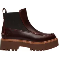 Timberland för kvinnor. TB0A5TGPEIW1 Läderboots Chelsea Stone Street vinröda (37.5 W), Hud, 1 till 3 cm, Ingen, Casual, Granat