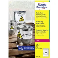 Avery L4773-20 Folieetiketter 63.5 x 33.9 mm Polyesterfilm Vit 480 st Permanent Laser, färg, Laser, Färgkopiator, Kopiator, Färglaserskrivare