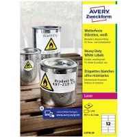 Avery L4776-20 Folieetiketter 99.1 x 42.3 mm Polyesterfilm Vit 240 st Permanent Laser, färg, Laser, Färgkopiator, Kopiator, Färglaserskrivare