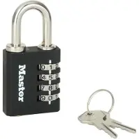 Master Lock kodlås inkl. nödnøkkel 78x40x16 mm (7641EURDBLK)