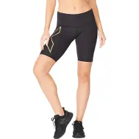 2XU Women's Light Speed Mid-Rise Compression Shorts Black/Gold