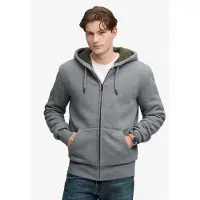 Superdry för män. M2014583A Borg Lined grå huvtröja med dragkedja (S), Casual, Bomull