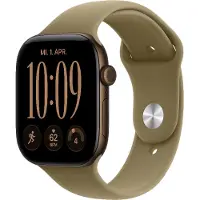 Apple Watch Series 12 (GPS) - 46 mm - mörk brons aluminium - smart klocka med sportband - gummi - oliv - bandstorlek: S/M - 64 GB - Bluetooth, Wi-F...