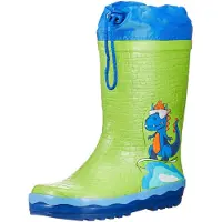 Playshoes Gummistövel 'Dino' blå / limette / orange