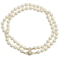 Vivienne Westwood Graziella Pärlhalsband Dubbelt Lager Pärl Silverhalsband Damhalsband Guld 6303003K-02R143 Box,W1 white