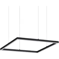 Ideal Lux Pendellampa Oracle Slim Square, Svart, Vardagsrum / matsal, Aluminium / grå / zink, Modern