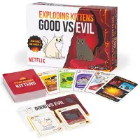 Exploding Kittens : Gott mot ont Partspel — Gudar mot djävulen, Armageddon-kort, 2–5 spelare, 15+ minuter, Från 7 år