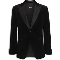 BOSS Slim-fit tuxedo jacket in cotton velvet