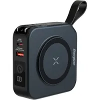 Energizer QM10001AC - Trådlös powerbank - built-in AC plug - Li-pol - 10000 mAh - 37 Wh - 15 Watt - 3 A - PD - 4 utdatakontakter (2 x USB-C, USB, magnetisk)