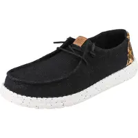 HEY DUDE HEYDUDE Wendy Wildcat Bomull Kvinna Svart/Leopard Mockasiner Skor