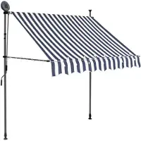 vidaXL Handvevad Markis med LED, 100 cm, Blåvit