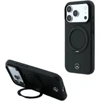 Mercedes läderfodral med ringfäste & MagSafe för iPhone 18 Pro Max / 17 Pro Max – Svart