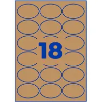 Avery L7103-25, Brun, Oval, Permanent, 63.5 x 42.3 mm, A4, papper
