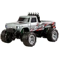 Amewi Grå Borst motor 1:64 RC modellbil Elektrisk Monstertruck Bakhjulsdrift (2WD) RtR 2,4 GHz inkl. batteri och laddningskabel, Med ljuseffekt