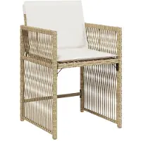 vidaXL Matgrupp för trädgården med dynor 11 delar beige konstrotting