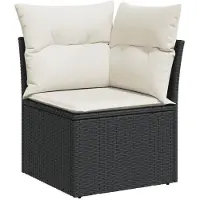 vidaXL Loungegrupp 10 delar med svarta dynor konstrotting