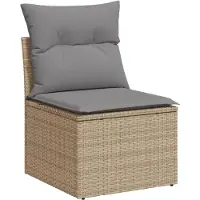 vidaXL Soffgrupp för trädgården med dynor 5 delar beige konstrotting
