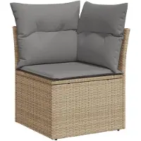vidaXL Soffgrupp för trädgården 12 delar med dynor beige konstrotting