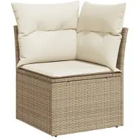 vidaXL Soffgrupp för trädgården med dynor 6 delar beige konstrotting