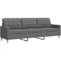 vidaXL 3-sitssoffa mörkgrå 210 cm tyg