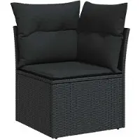 vidaXL Loungegrupp för trädgården med dynor 8 delar svart konstrotting
