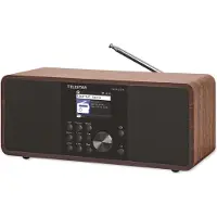 Telestar Internet-bordsradio DIRA S 24i Internet, DAB+, FM Inspelningsfunktion, DLNA-kompatibel, inkl. fjärrkontroll, Väckningsfunktion Trä (mörkt)