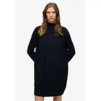 Superdry för kvinnor. W8012130A Slouchy Cable marinblå klänning (L), Casual, Bomull, Lång ärm, Marino