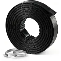 Vevor utloppsslang 1-1/2" x 30,48 m PVC platt slang för backspolningsvattenpump, för sandfilterpump för pooler, kraftig, vattenöverföringsdränering, väder- och sprängtålig, med klämmor, svart