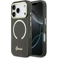 GUESS IML Script MagSafe-fodral i metall för iPhone 17 Pro Max - Svart