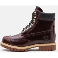 Timberland för män. TB0A2A8VEIW1 Premium-stövlar i läder vinröd (41 W), Hud, 1 till 3 cm, Nyckelband, Casual, Granat