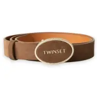 Twinset för kvinnor. 262TO5280 Bälte med logotyp, beige (XL), Brun, Casual, Syntetisk