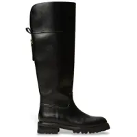 Twinset för kvinnor. 262TGT140 Höga skinnstövlar med svart rem (36), Hud, 3 till 5 cm, Ingen, Casual