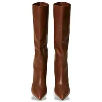 Twinset för kvinnor. 262TGT052 Höga stövlar i brunt läder (36), Hud, 5 till 8 cm, Ingen, Casual