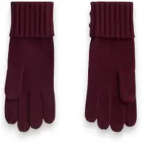 Ralph Lauren för kvinnor. 454P04468004 Stickade handskar med sköldknappar vinröd (OSFA), Casual, Granat, Ull