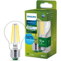 Philips - LED-glödlampa med filament - form: A60 - klar finish - E27 - 5.2 W (motsvarande 75 W) - klass A - svalt vitt ljus - 4000 K