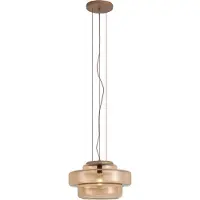 QAZQA Retro pendellampa mörk brons med bärnstensfärgat glas - Barb