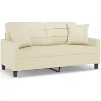 vidaXL 2-sits soffa med prydnadskuddar gräddvit 140 cm konstläder