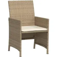 vidaXL Bistroset med Kuddar 3 st, Stolar och Uteplatsbord, Trädgårdsmöbler Utomhus, Beige 365126