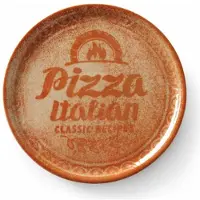 Duralex receptserie Brick röd porslinspizzaskål, diameter 33 cm – set med 6 st