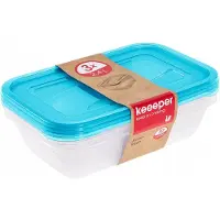 Keeeper matlåda set rektangulär 3x2 4L Fredo Fresh transparent/blå 4052396045925