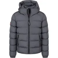 Superdry Pufferjacka Hooded Antracit Grå Storlek