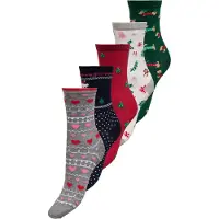 ONLY Sockor 'ONLCHRISTMAS' marinblå / grå / gran / mörkröd / vit