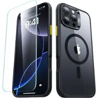 ESR Classic Hybrid Halolock MagSafe-fodral + härdat glas för iPhone 16 Pro Max - Klar med svart ram