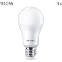 Philips - LED-glödlampa - form: A67 - glaserad finish - E27 - 13 W (motsvarande 100 W) - klass E - varmt vitt ljus - 2700 K (paket om 3)