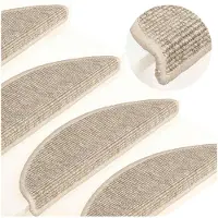 vidaXL Trappmattor 15 st 56x17x3 cm ljusbeige halvrunda